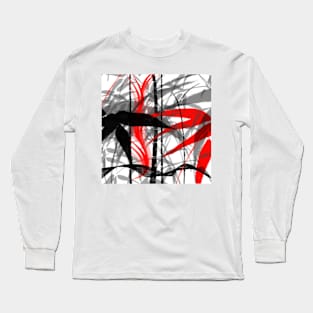 red black grey silver white bamboo abastract digital painting Long Sleeve T-Shirt